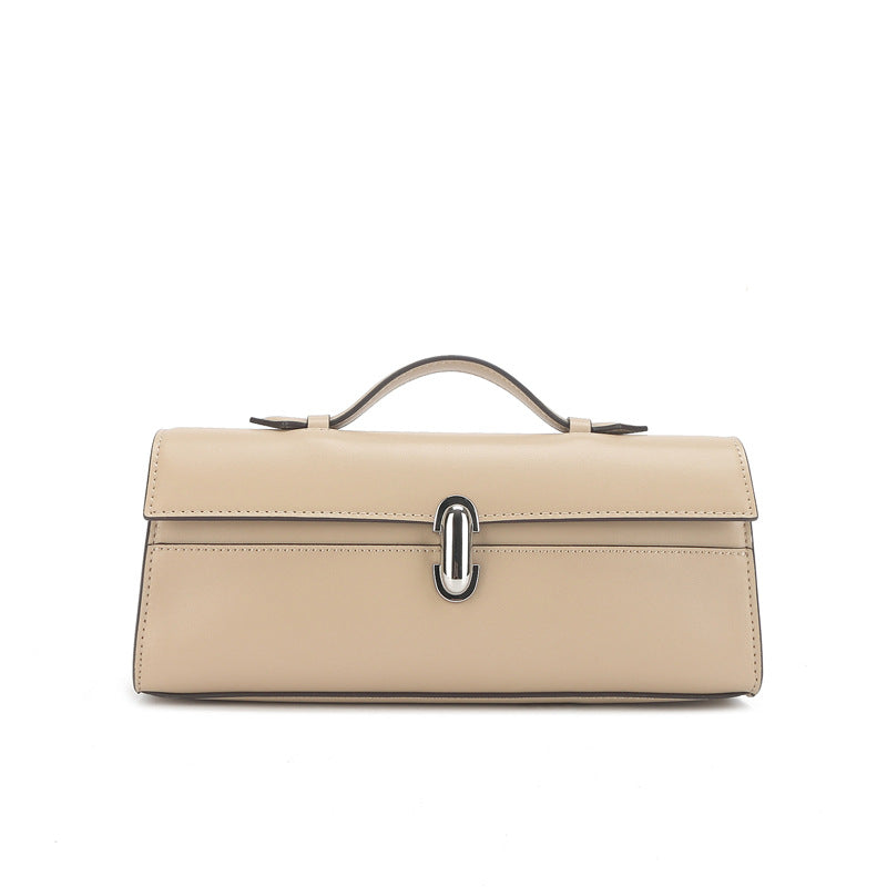 Women's Handbag Pure Color Car Sewing Thread Handbag Genuine Leather Leather Tote Bag Fashion Goes with Anything