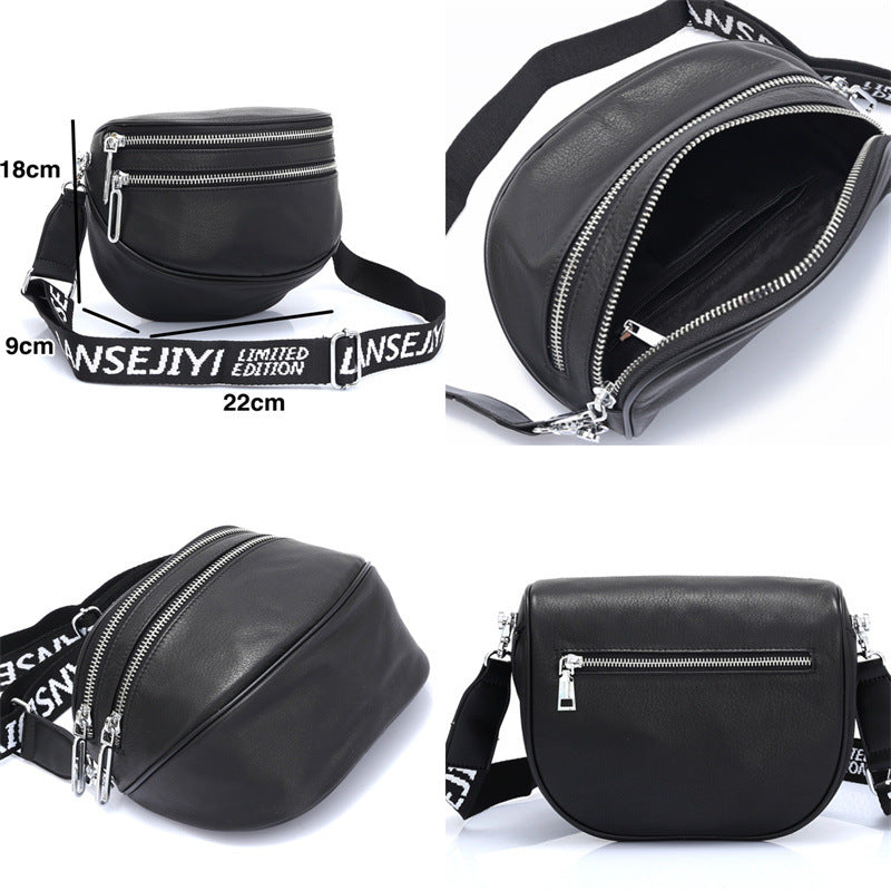 Zipper Fashion Cowhide Shoulder Bag Genuine Leather Women Bags Shoulder Bag Goes With Anything