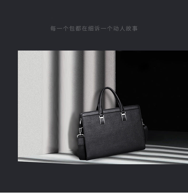 Men's handbag cowhide genuine leather computer bag large capacity business briefcase