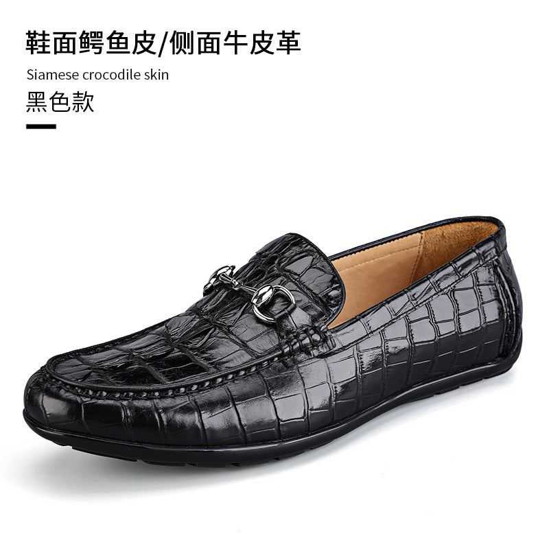Men's Leather Shoes Crocodile Skin Genuine Leather Moccasins Handmade Casual Men's Shoes