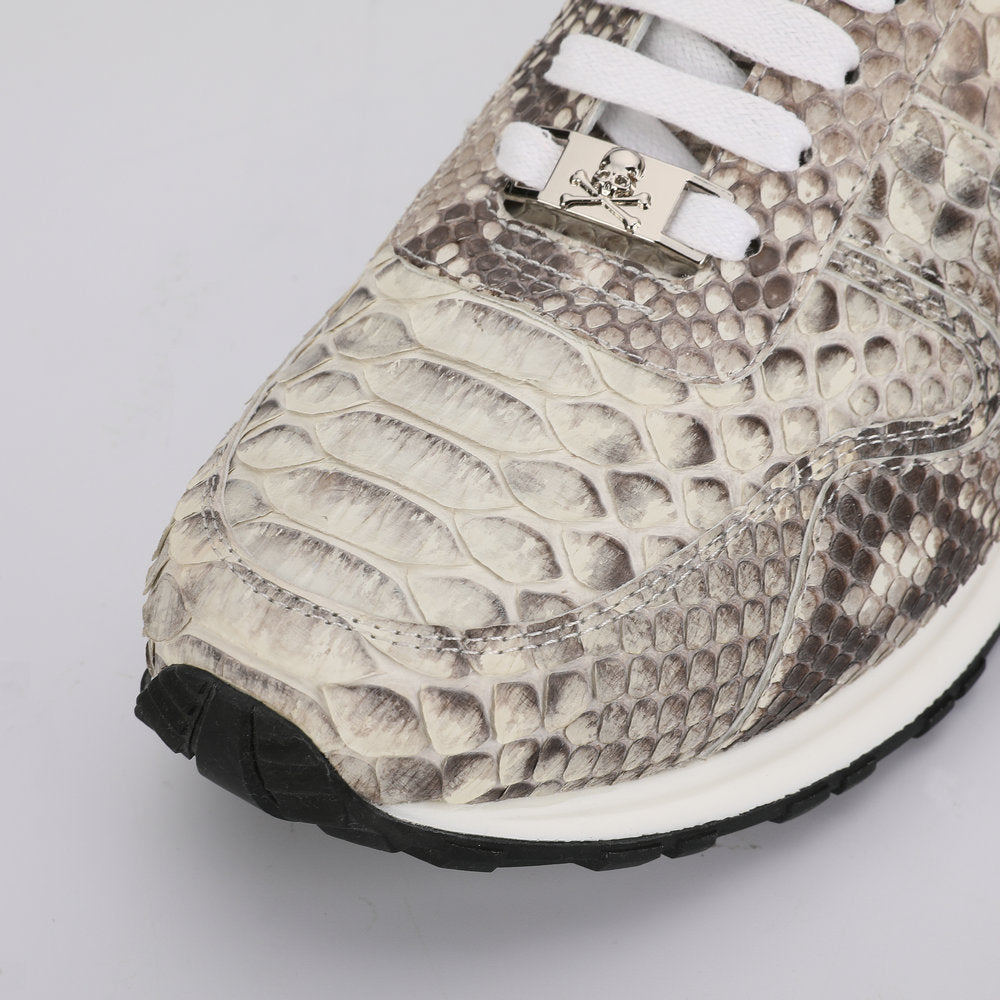 Python Skin Genuine Leather Men's Sneakers Sports Casual Shoes Wear-resistant Breathable Men Shoes