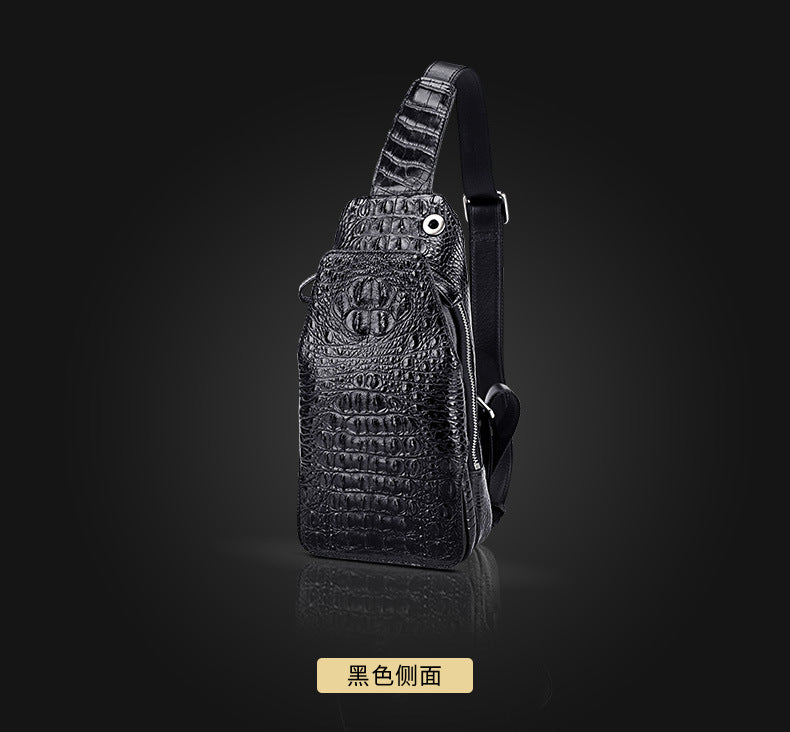 Crocodile bone skin bust bag genuine leather men's bag casual luxury crossbody bag