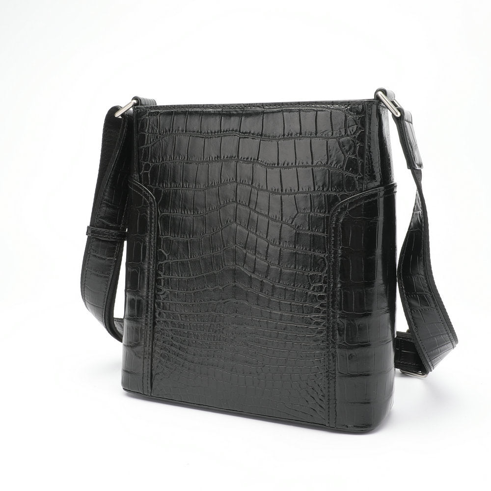 Men's Shoulder Bag Crocodile Skin Genuine Leather Business Casual Outdoor Office Crossbody Bag