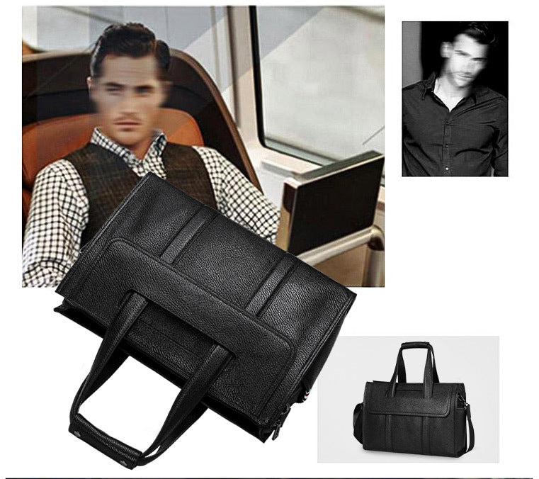 Men's Briefcase Genuine Cowhide Leather Computer Bag Business Large Capacity Handbag Crossbody Bag