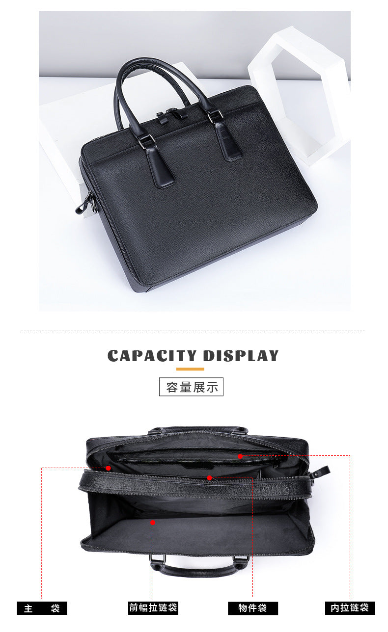 Men's handbag genuine cowhide leather office business commuting men's computer bag handbag