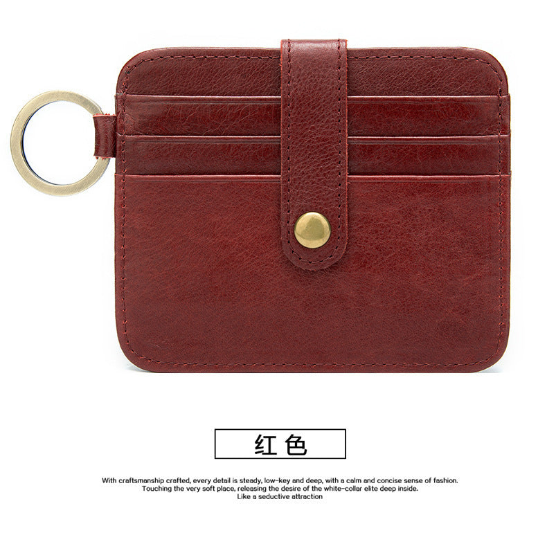 Men's wallet cowhide thin coin card holder casual card bag for men