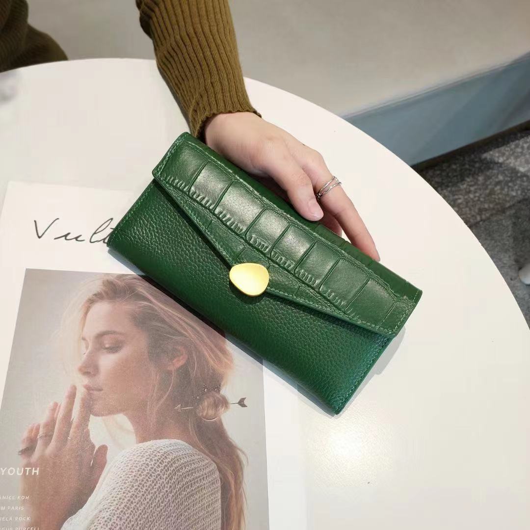 Long wallet ladies simple cowhide wallet mobile bag genuine leather wallet fashion