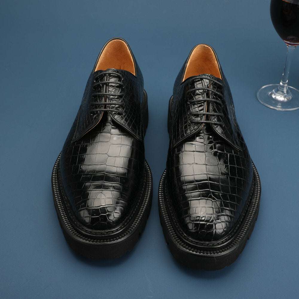 New Crocodile Belly Skin Men's Leather Shoes Genuine Leather High Quality Thick Sole Business Shoes