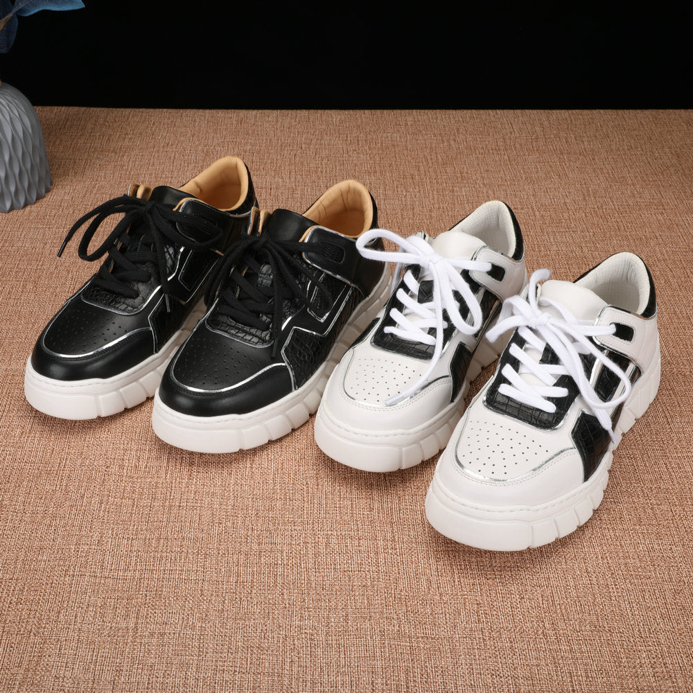 2023 New Crocodile Belly Skin Men's Casual Shoes Excellent Breathability Fashion Platform Men's Shoes