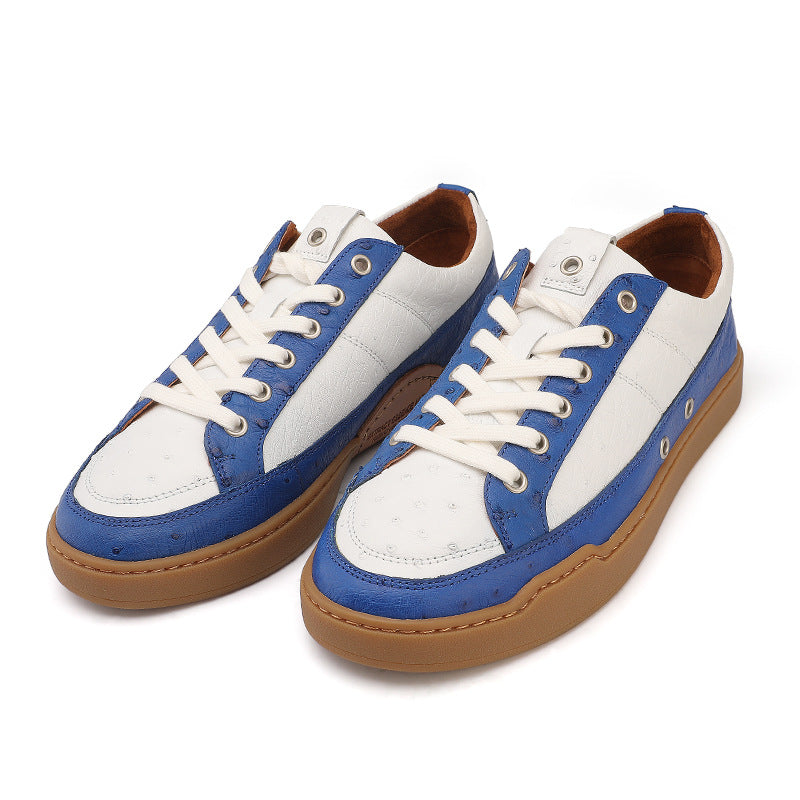 South African Ostrich Skin Genuine Leather Men's Sneakers Sports Casual Shoes Flat Bottom Shoes