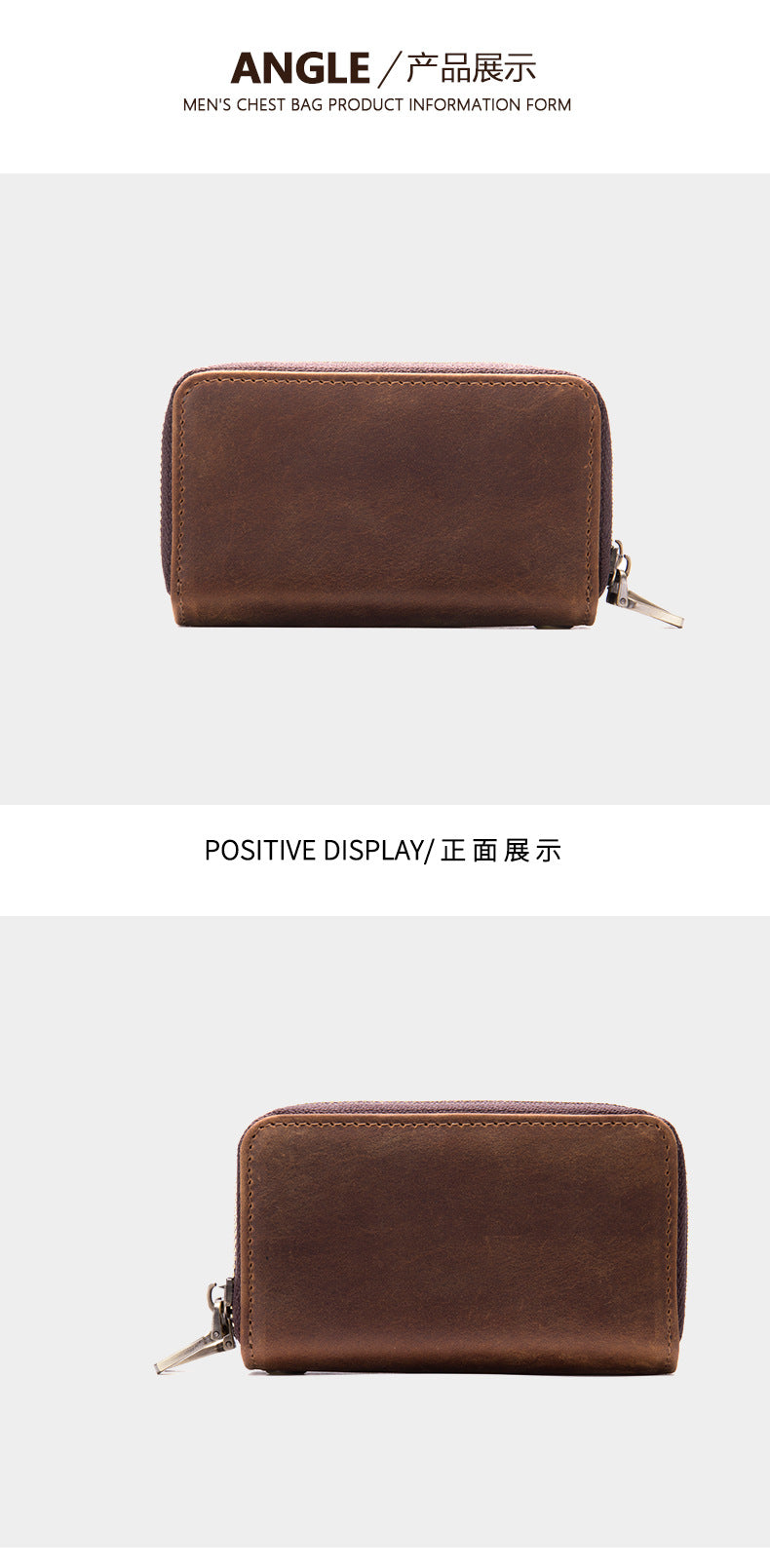 Men's Wallet Portable Cowhide Car Key Wallet Zipper Retro DIY Men's Wallet Handbag