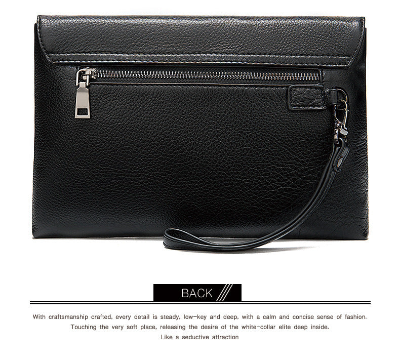 Men's Clutch Bag Cowskin Business Large Capacity Handbag for Men