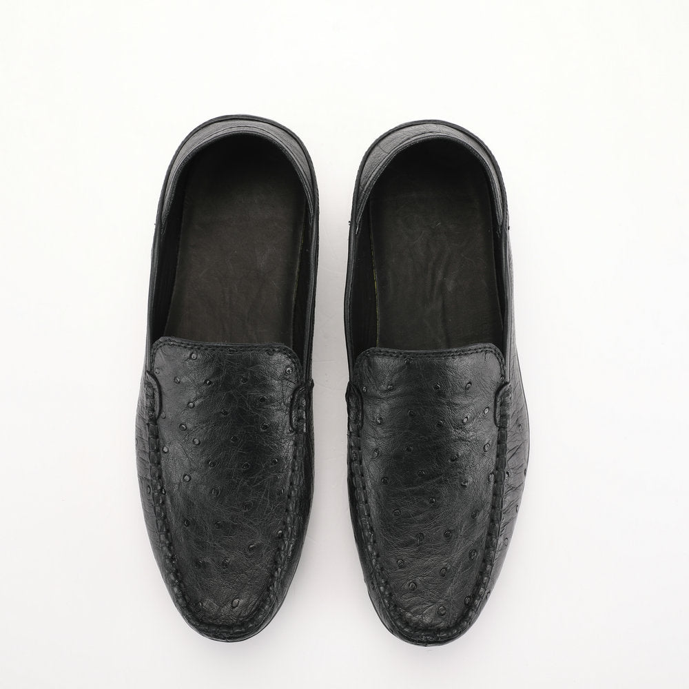 Ostrich skin genuine leather men's leather shoes moccasins business casual shoes