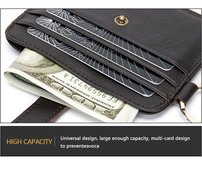 Men's wallet cowhide thin coin card holder casual card bag for men