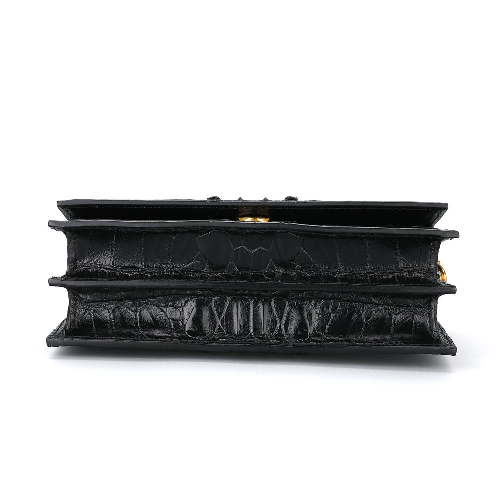 Siamese Crocodile Skin Women's Bag Women's Diagonal Shoulder Bag Genuine Leather Bag Leather Tote Bag Chain Bag