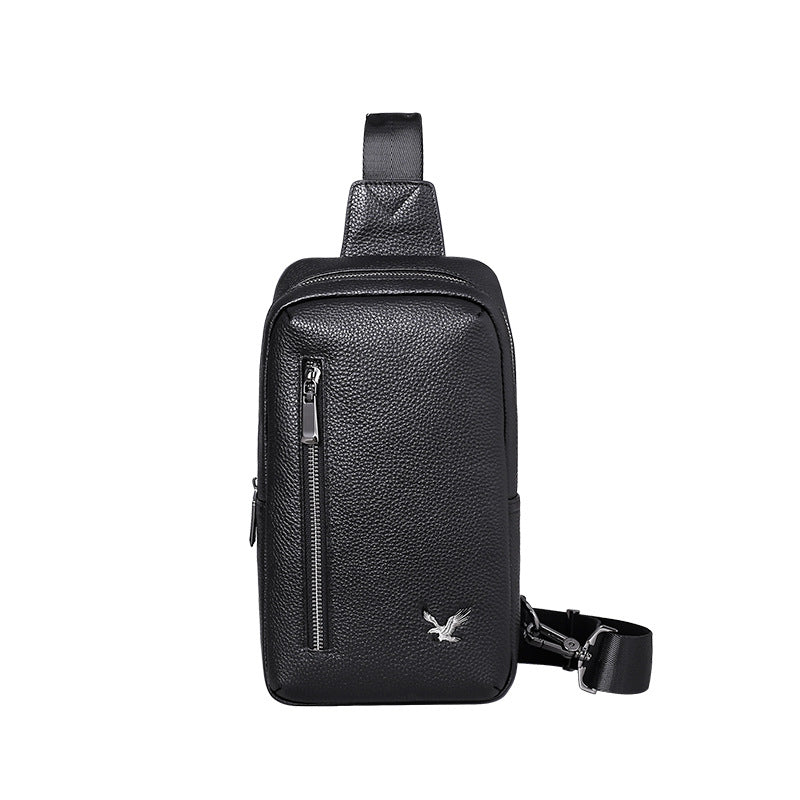 Men's bust bag cowhide Korean casual fashion simple crossbody bag