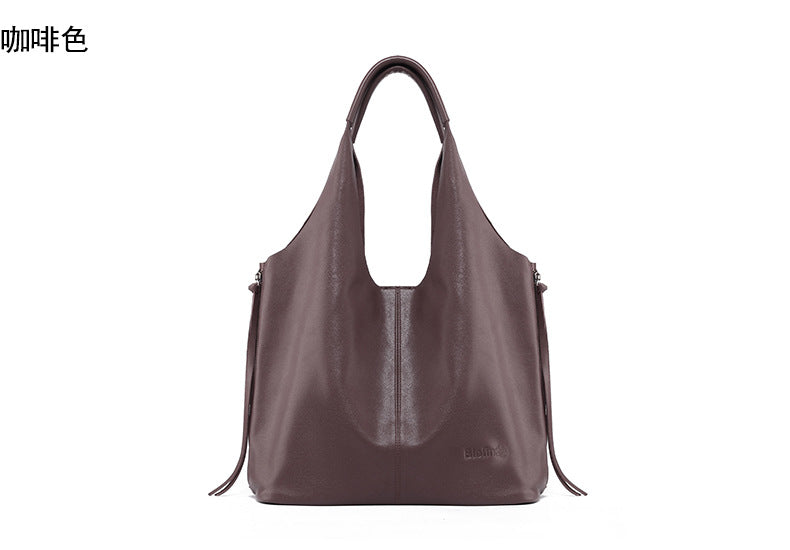 Genuine leather women's bag large capacity tote bag fashionable atmospheric bucket bag shoulder bag shoulder bag