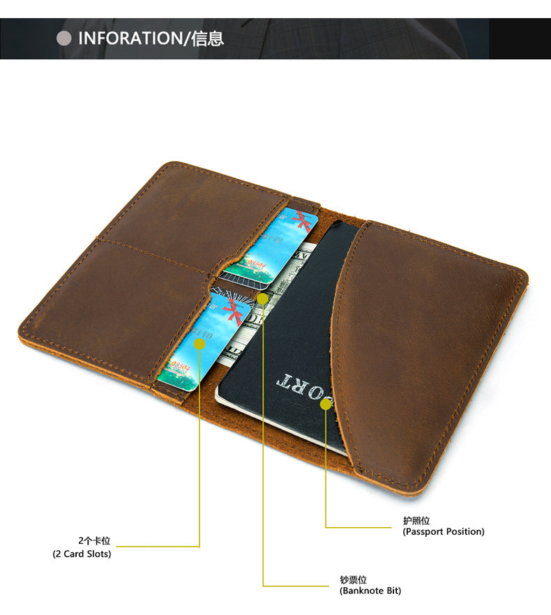 Men's Wallet Cow Leather Large Capacity Card Holder DIY Men's Wallet
