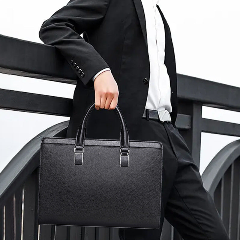 Men's handbag cowhide genuine leather computer bag large capacity business briefcase