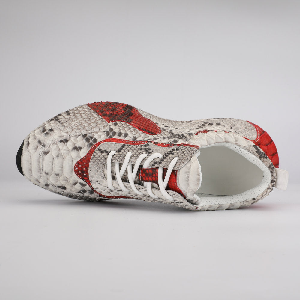 Python Skin Genuine Leather Men's Platform Sneakers Sports Casual Men's Shoes Fashion Anti-Slip Men Shoes