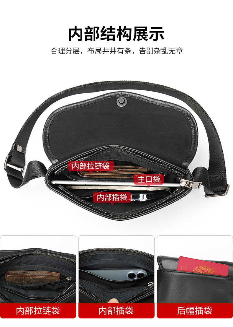 Men's Shoulder Bag Made of Cowskin Genuine Leather High Quality Waterproof Fashion Men Crossbody Bag