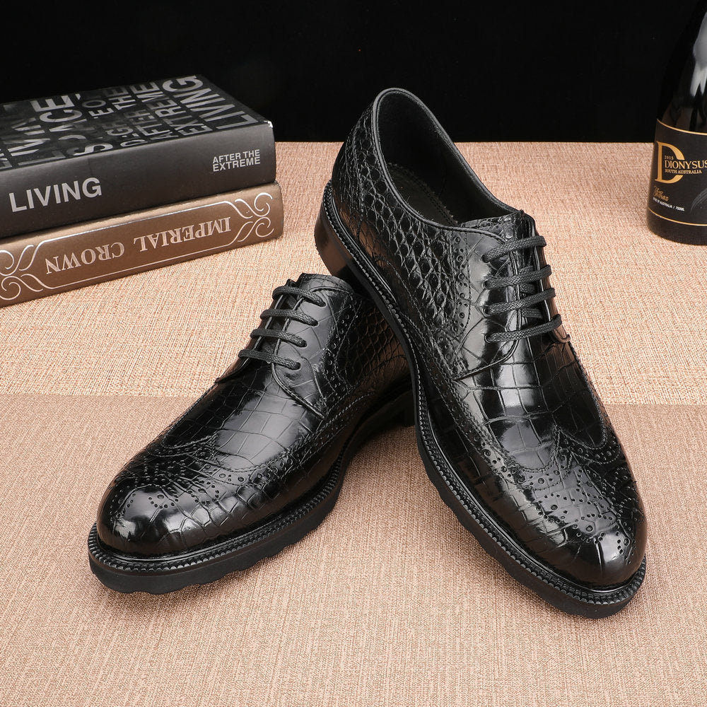 New Men's Leather Shoes Crocodile Belly Skin Genuine Leather Breathable Business Suit Shoes