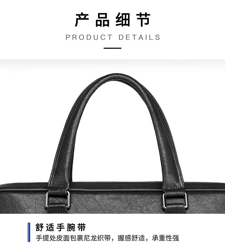 Men's Briefcase Handbag Genuine Cowhide Leather Business Casual Crossbody Bag