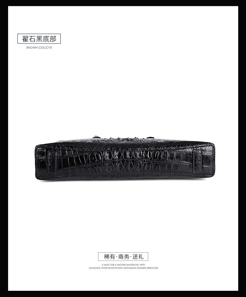 Siamese crocodile bone skin men's briefcase handbag anti-theft security lock genuine leather luxury business bag handbag