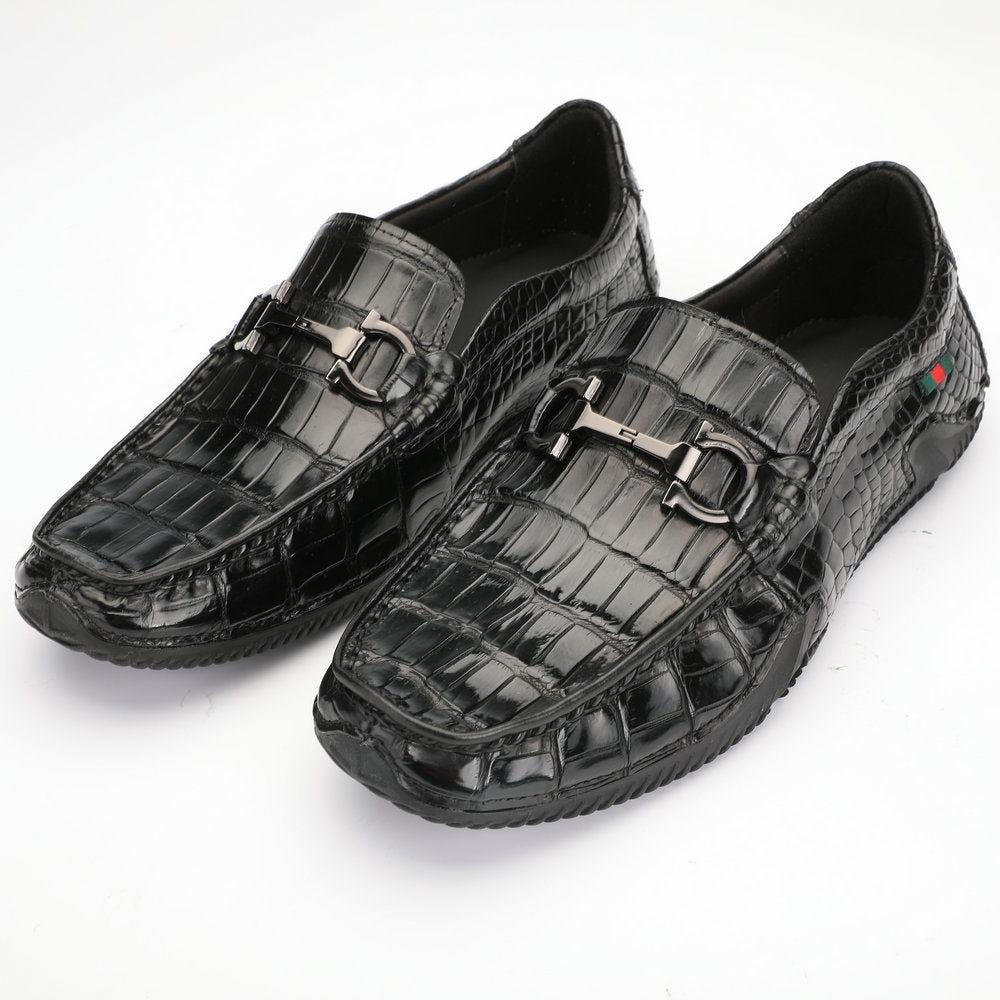 Crocodile Belly Skin Genuine Leather Men's Leather Shoes Moccasins Casual Loafers Shoes