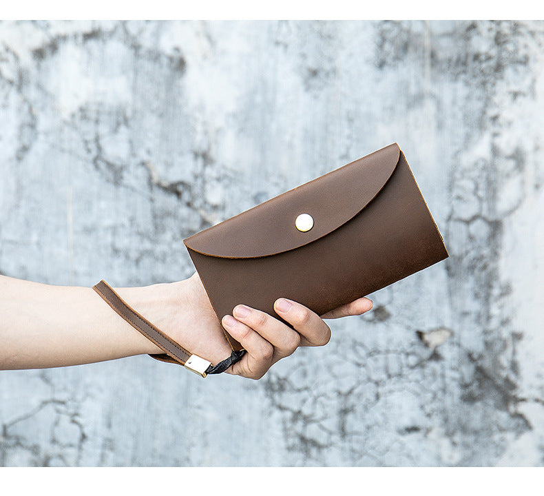 Men's Long Wallet RFID Clutch Bag Crazy Horse Retro Card Holder Men's Wallet Card Bag