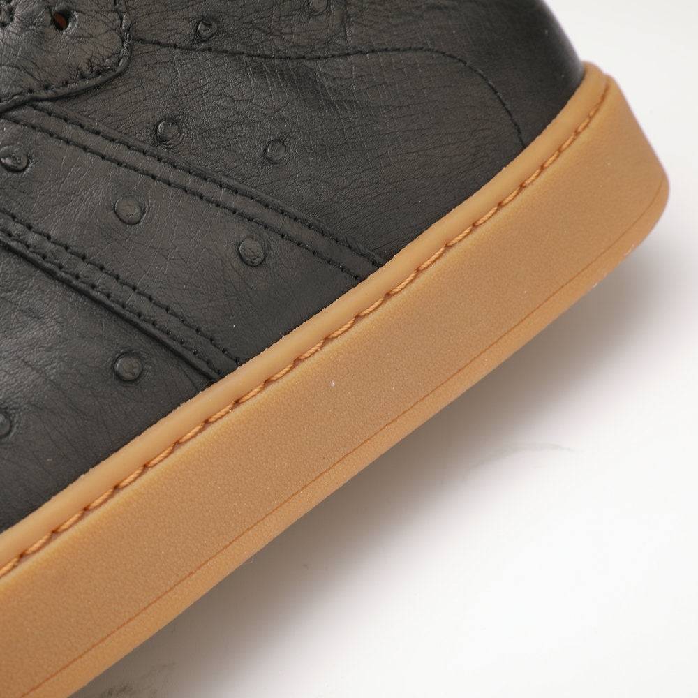 Ostrich skin genuine leather men's shoes fashion casual short boots