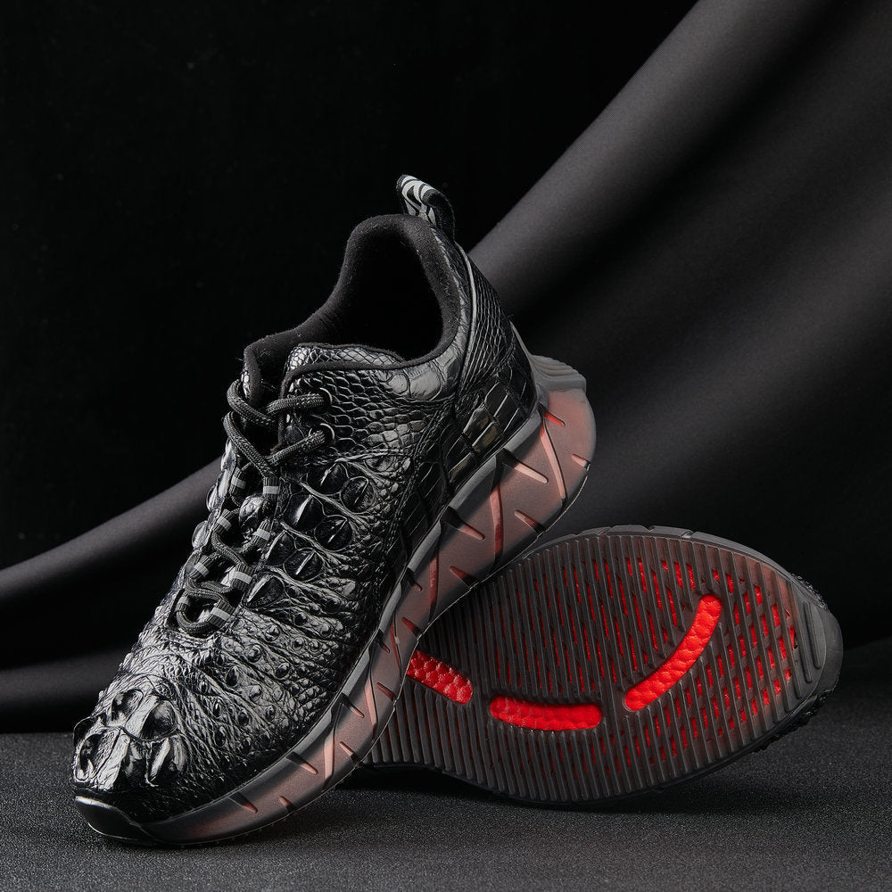 2023 New Crocodile Skin Men's Shoes Genuine Leather Platform Men's Shoes Fashion Sports Casual Shoes