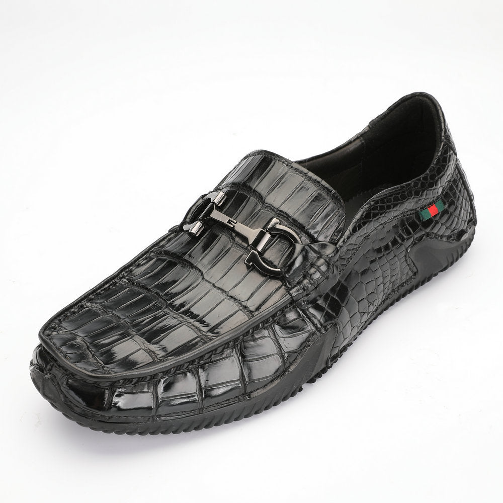 Crocodile Belly Skin Genuine Leather Men's Leather Shoes Moccasins Casual Loafers Shoes