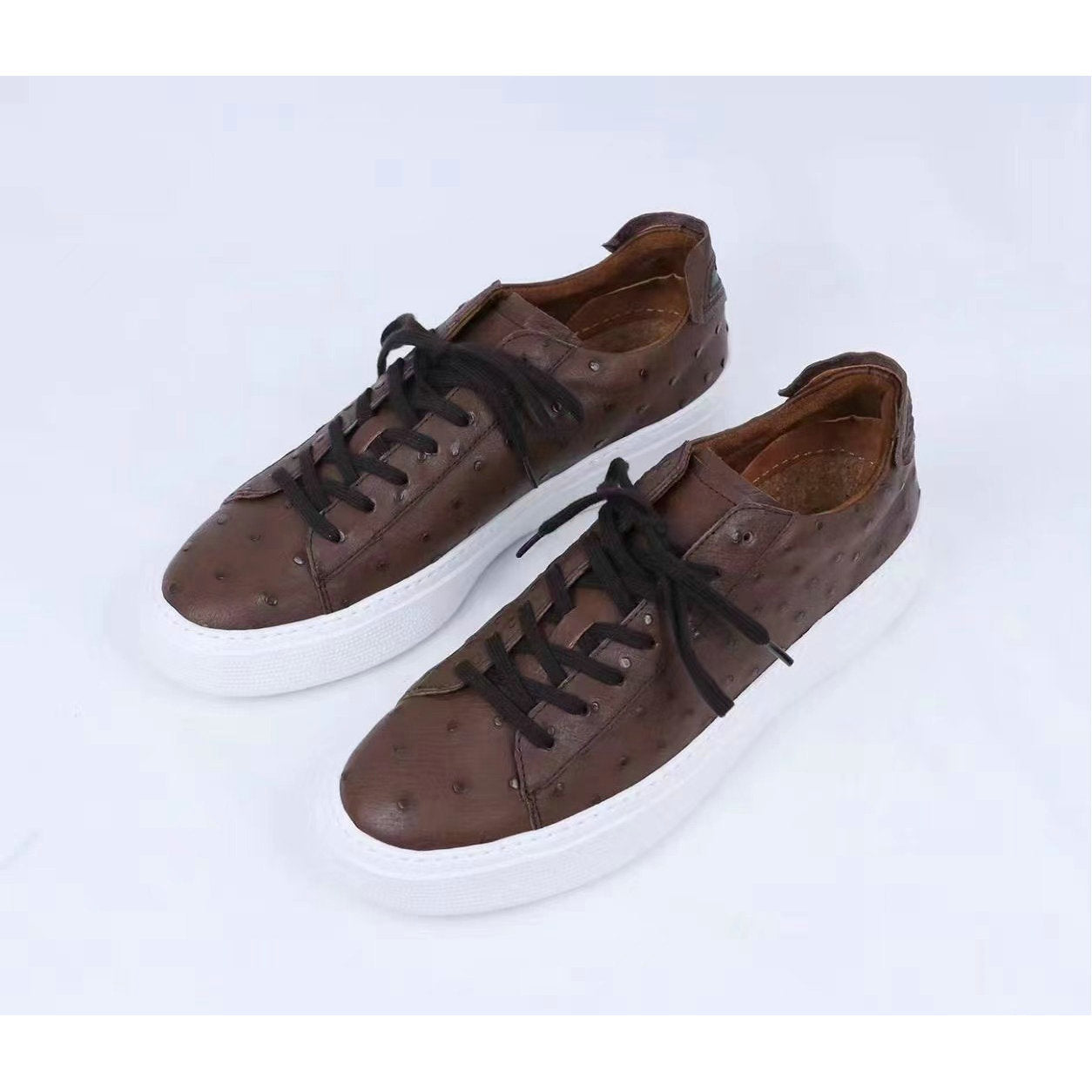 Ostrich Skin Men Shoes Fashion Genuine Leather Sneakers Men's Casual Sports Shoes
