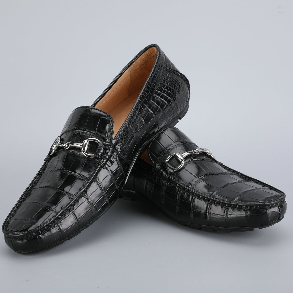 Crocodile Skin Men's Leather Shoes Genuine Leather Moccasins Fashion Casual Men's Shoes