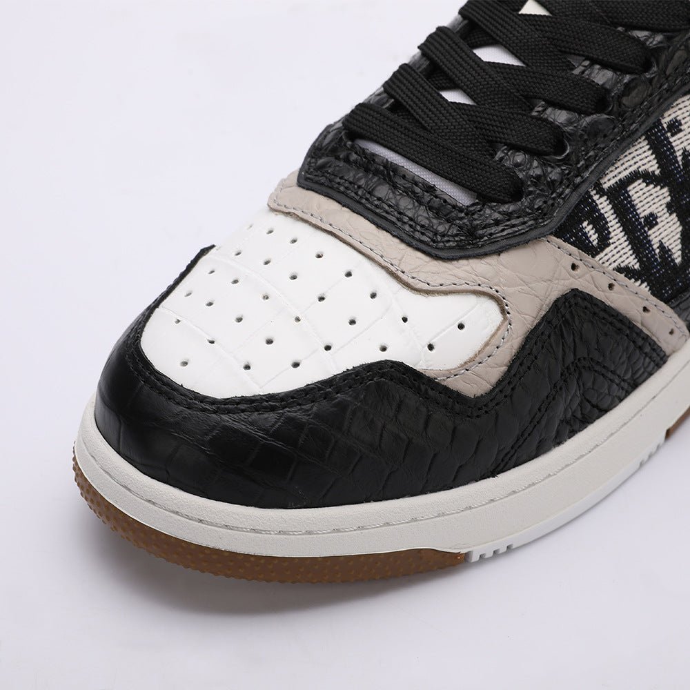 Crocodile Skin Genuine Leather Men's Sneakers Fashion Casual Shoes Rubber Sole Excellent Breathability Men's Shoes