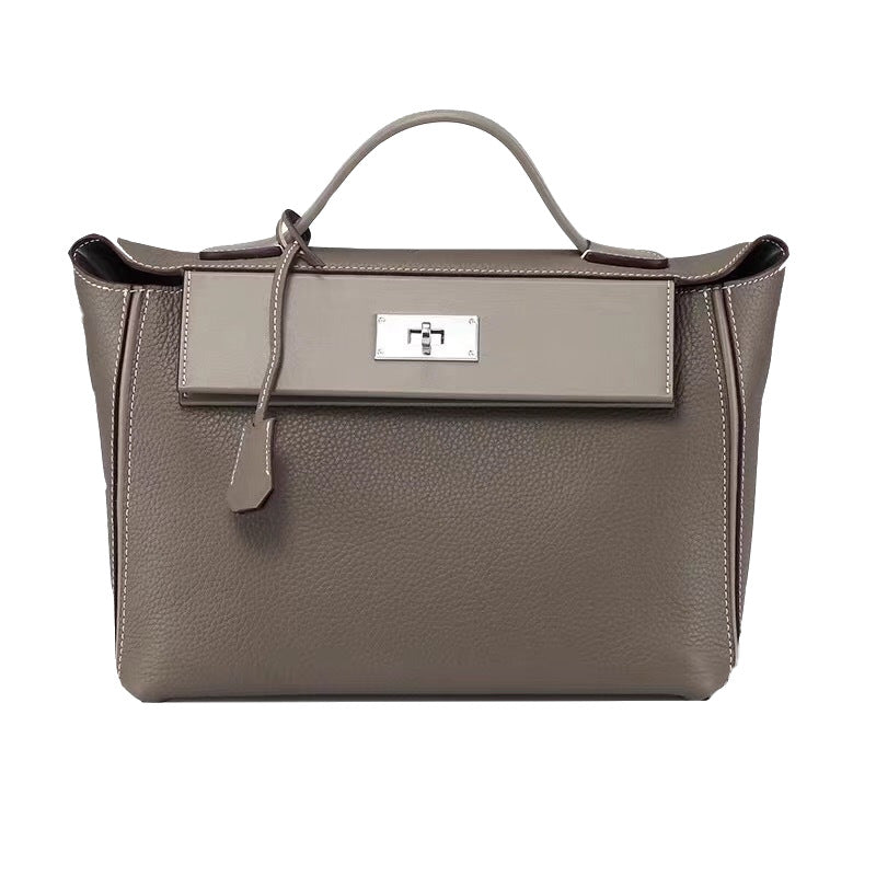 Cowhide women's handbag shoulder bag, crossbody bag, genuine leather 2-way bag, simple commuter office lady