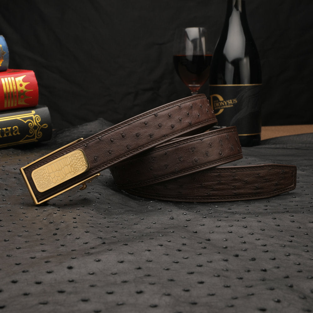 Men's Belt Automatic Buckle Ostrich Skin Genuine Leather Business Casual Men Belt