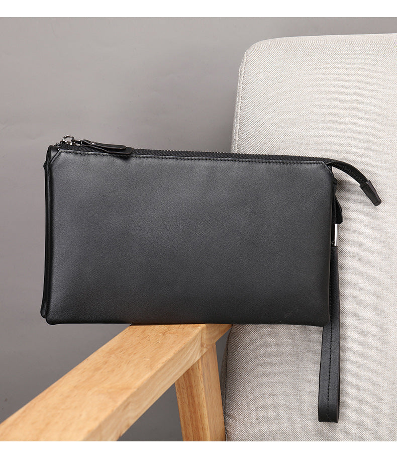Men's clutch bag Genuine cowhide leather large capacity business casual men's handbag