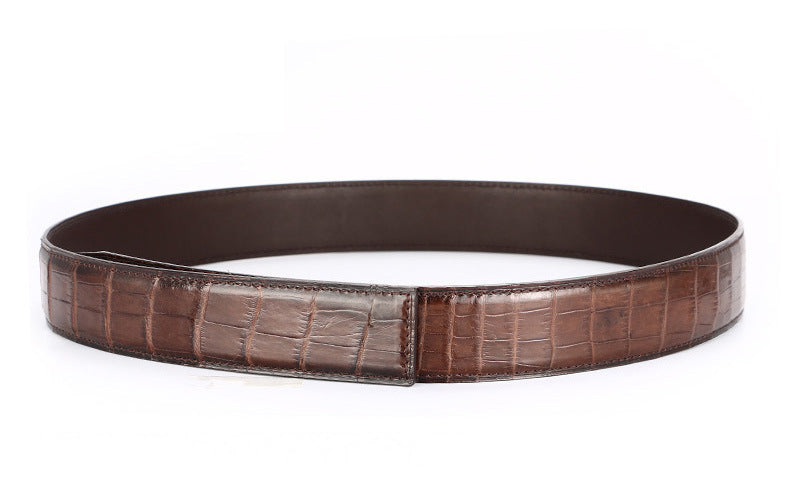 Crocodile skin belly skin without buckle men's belt genuine leather without splicing business casual plate buckle needle buckle men belt without buckle