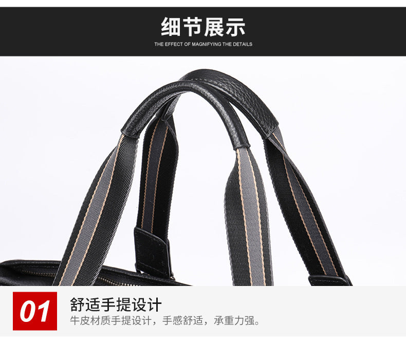 Men's Fitness Bag Genuine Cowhide Leather Dry/Wet Separate Short-distance Luggage Bag Men's Travel Bag Shoulder Bag