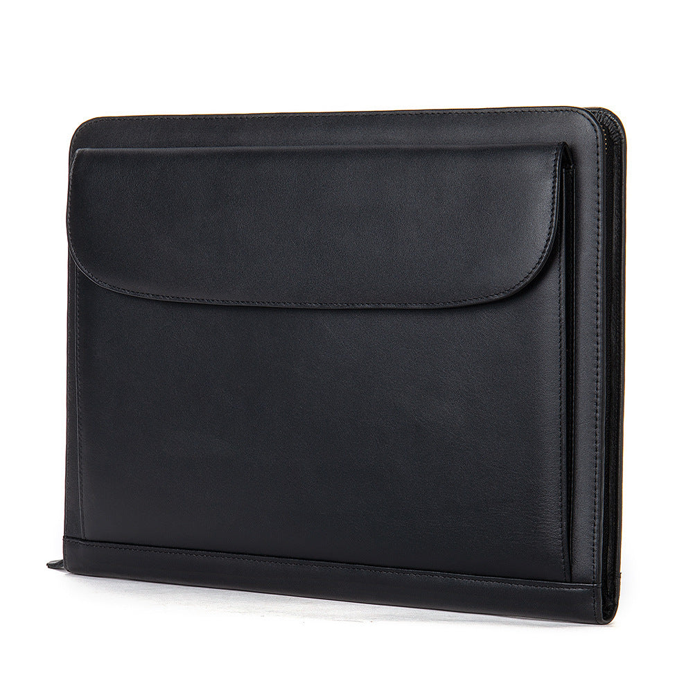 Men's clutch bag Genuine cowhide leather large capacity business zipper file bag Men's handbag