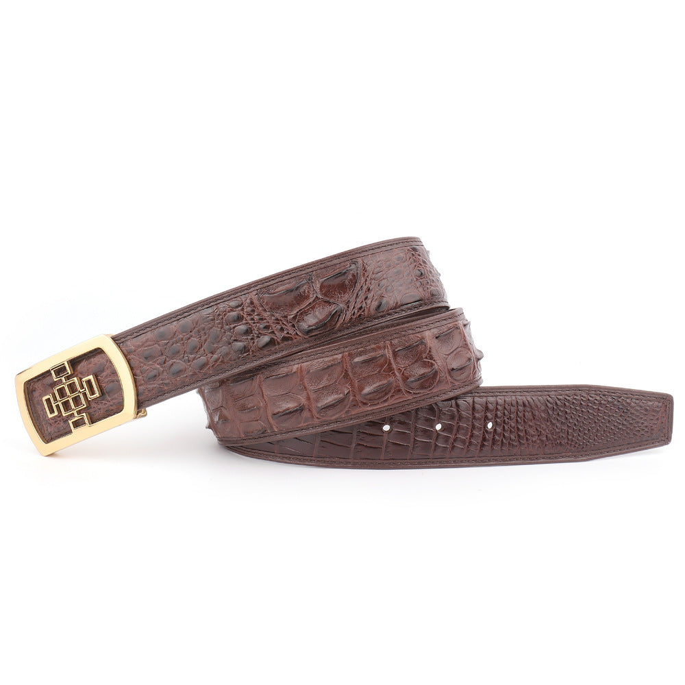 Crocodile Skin Men's Belt Fashion Plate Buckle Genuine Leather Men's Belt