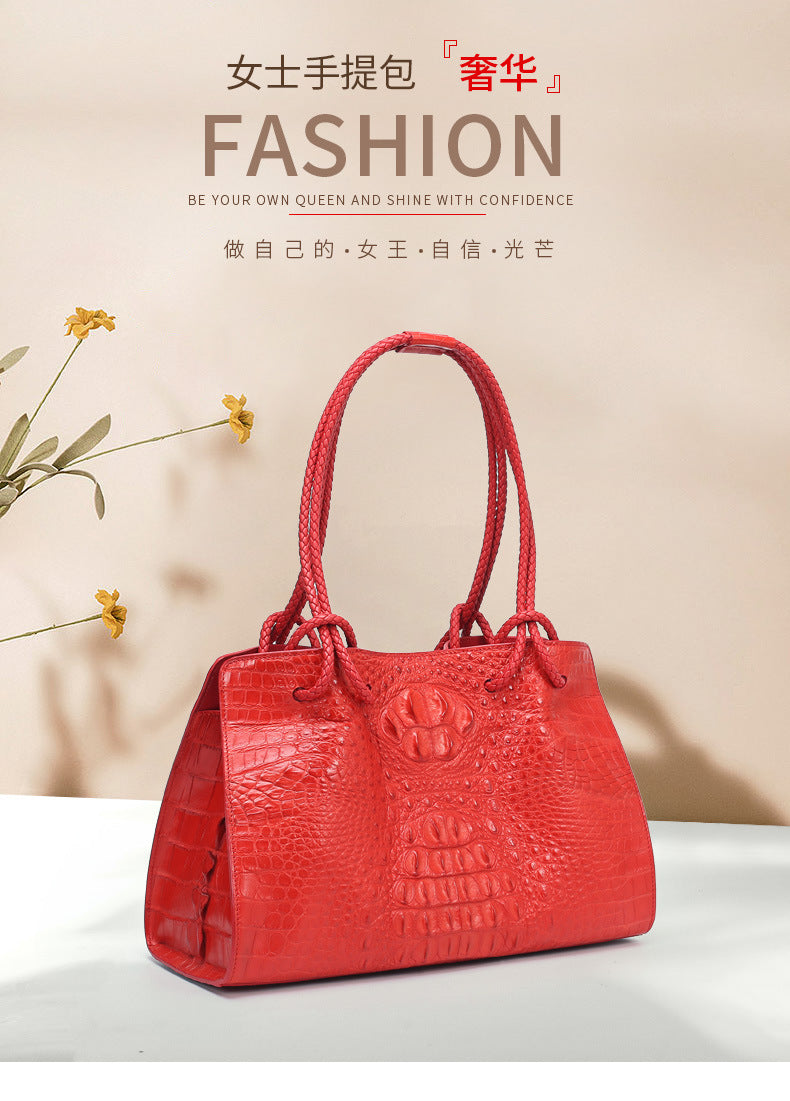 Crocodile leather large capacity ladies handbag Stylish simple ladies bag shoulder cross bag