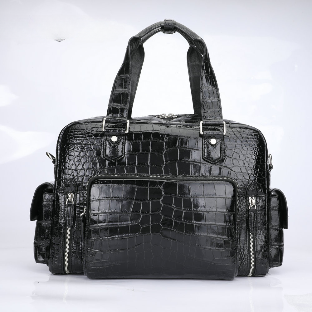 Crocodile Belly Skin Genuine Leather Men's Large Capacity Travel Bag Outdoor Camping Casual Handbag Luggage Bag Handbag