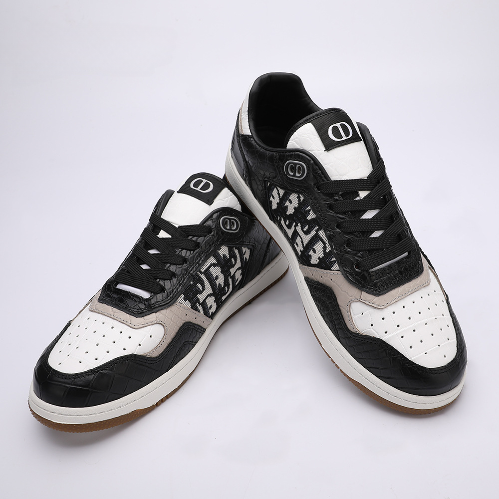 Crocodile Skin Genuine Leather Men's Sneakers Fashion Casual Shoes Rubber Sole Excellent Breathability Men's Shoes