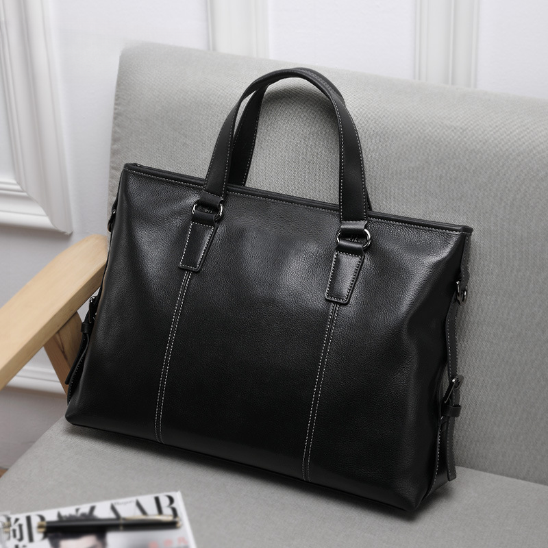 Men's Handbag Genuine Cowhide Leather Computer Bag Casual Business Briefcase Crossbody Bag