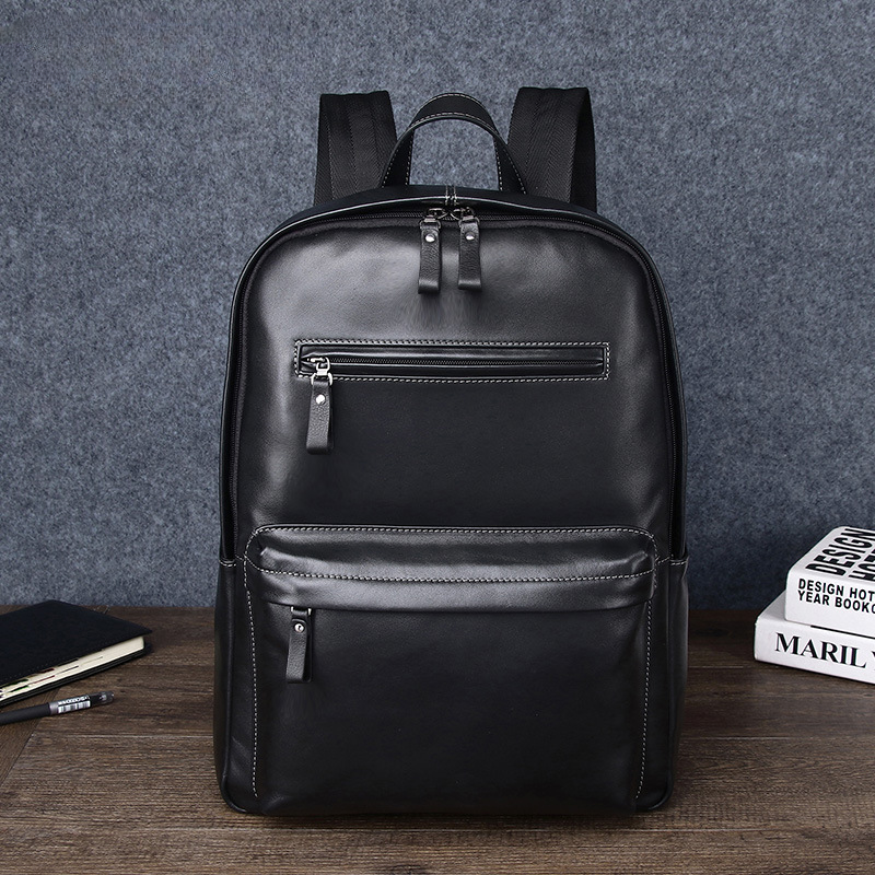 Men's backpack genuine cowhide leather Korean simple fashion casual travel bag computer bag
