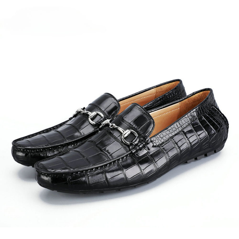 Crocodile Skin Men's Leather Shoes Genuine Leather Moccasins Fashion Casual Men's Shoes