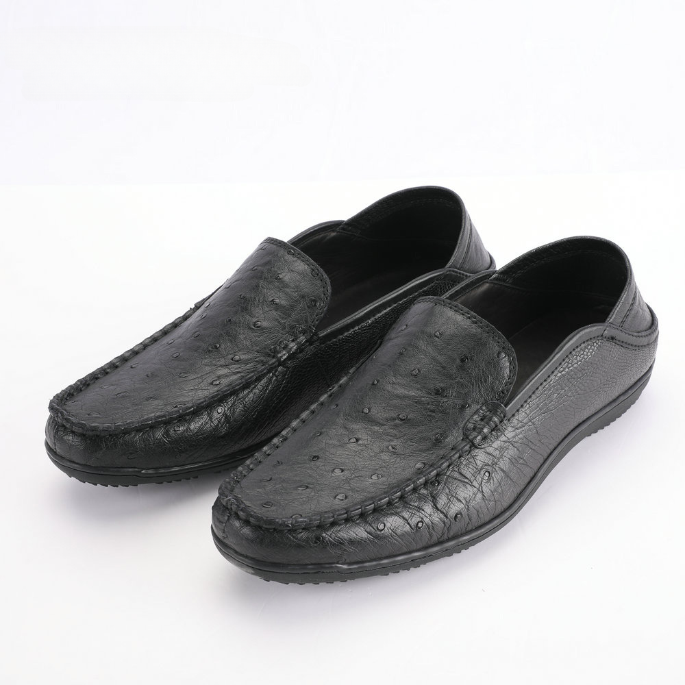 Ostrich skin genuine leather men's leather shoes moccasins business casual shoes